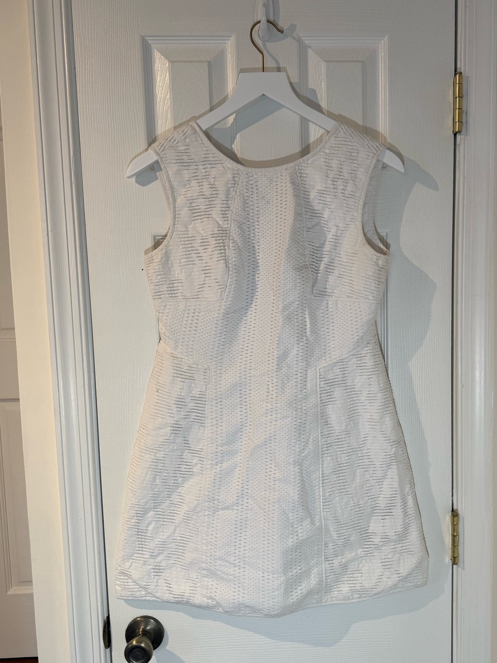 Tibi New York Sleeveless White Textured A-Line Dress Size 6